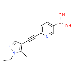 ChemSpider 2D Image | {6-[(1-Ethyl-5-methyl-1H-pyrazol-4-yl)ethynyl]-3-pyridinyl}boronic acid | C13H14BN3O2