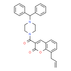 ChemSpider 2D Image | 8-Allyl-3-(4-benzhydryl-piperazine-1-carbonyl)-chromen-2-one | C30H28N2O3