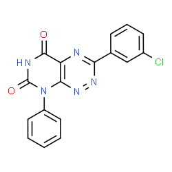 ChemSpider 2D Image | 3-(3-Chlorophenyl)-8-phenylpyrimido[5,4-e][1,2,4]triazine-5,7(6H,8H)-dione | C17H10ClN5O2