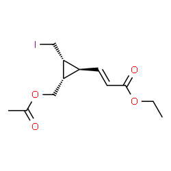 ChemSpider 2D Image | Ethyl (2E)-3-[(1S,2S,3R)-2-(acetoxymethyl)-3-(iodomethyl)cyclopropyl]acrylate | C12H17IO4