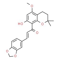 ChemSpider 2D Image | (2E)-3-(1,3-Benzodioxol-5-yl)-1-(7-hydroxy-5-methoxy-2,2-dimethyl-3,4-dihydro-2H-chromen-8-yl)-2-propen-1-one | C22H22O6