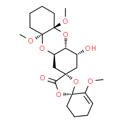 ChemSpider 2D Image | (1S,4'S,4''R,4a''R,5a''S,9a''S,10a''R)-4''-Hydroxy-2,5a'',9a''-trimethoxy-3'',4'',4a'',5a'',6'',7'',8'',9'',9a'',10a''-decahydro-1''H-dispiro[cyclohex-2-ene-1,2'-[1,3]dioxolane-4',2''-oxanthren]-5'-on
e | C22H32O9