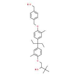 ChemSpider 2D Image | 1-{4-[3-(4-{[4-(Hydroxymethyl)benzyl]oxy}-3-methylphenyl)-3-pentanyl]-2-methylphenoxy}-3,3-dimethyl-2-butanol | C33H44O4