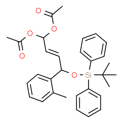 ChemSpider 2D Image | (2E)-4-(2-Methylphenyl)-4-{[(2-methyl-2-propanyl)(diphenyl)silyl]oxy}-2-butene-1,1-diyl diacetate | C31H36O5Si