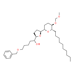 ChemSpider 2D Image | (1R)-5-(Benzyloxy)-1-{(2R,5S)-5-[(2S,5R,6S)-6-decyl-5-(methoxymethoxy)tetrahydro-2H-pyran-2-yl]tetrahydro-2-furanyl}-1-pentanol | C33H56O6
