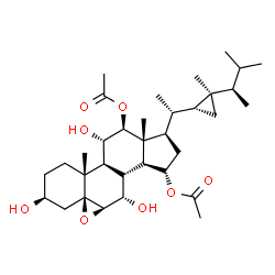 ChemSpider 2D Image | (3beta,5beta,6beta,7alpha,11alpha,12beta,15alpha)-3,7,11-Trihydroxy-5,6-epoxygorgostane-12,15-diyl diacetate | C34H54O8