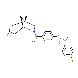 ChemSpider 2D Image | 4-Fluoro-N-(4-{[(1R,5S)-1,3,3-trimethyl-6-azabicyclo[3.2.1]oct-6-yl]carbonyl}phenyl)benzenesulfonamide | C23H27FN2O3S