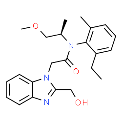 ChemSpider 2D Image | N-(2-Ethyl-6-methylphenyl)-2-[2-(hydroxymethyl)-1H-benzimidazol-1-yl]-N-[(2R)-1-methoxy-2-propanyl]acetamide | C23H29N3O3