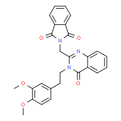 ChemSpider 2D Image | 2-({3-[2-(3,4-Dimethoxyphenyl)ethyl]-4-oxo-3,4-dihydro-2-quinazolinyl}methyl)-1H-isoindole-1,3(2H)-dione | C27H23N3O5