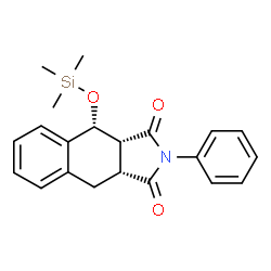 ChemSpider 2D Image | (3aR,4R,9aR)-2-Phenyl-4-[(trimethylsilyl)oxy]-3a,4,9,9a-tetrahydro-1H-benzo[f]isoindole-1,3(2H)-dione | C21H23NO3Si