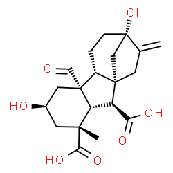 ChemSpider 2D Image | (1alpha,3beta,4aalpha,4bbeta,10beta)-4a-Formyl-3,7-dihydroxy-1-methyl-8-methylenegibbane-1,10-dicarboxylic acid | C20H26O7