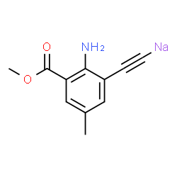 ChemSpider 2D Image | {[2-Amino-3-(methoxycarbonyl)-5-methylphenyl]ethynyl}sodium | C11H10NNaO2