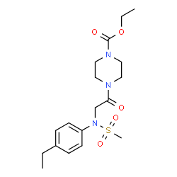 ChemSpider 2D Image | Ethyl 4-[N-(4-ethylphenyl)-N-(methylsulfonyl)glycyl]-1-piperazinecarboxylate | C18H27N3O5S
