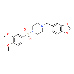 ChemSpider 2D Image | 1-(1,3-Benzodioxol-5-ylmethyl)-4-[(3,4-dimethoxyphenyl)sulfonyl]piperazine | C20H24N2O6S