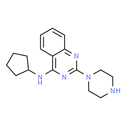 ChemSpider 2D Image | N-cyclopentyl-2-(piperazin-1-yl)quinazolin-4-amine | C17H23N5