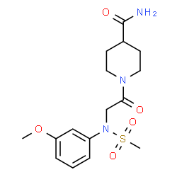 ChemSpider 2D Image | 1-[N-(3-Methoxyphenyl)-N-(methylsulfonyl)glycyl]-4-piperidinecarboxamide | C16H23N3O5S