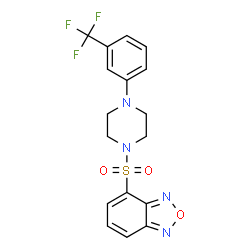 ChemSpider 2D Image | 4-({4-[3-(Trifluoromethyl)phenyl]-1-piperazinyl}sulfonyl)-2,1,3-benzoxadiazole | C17H15F3N4O3S