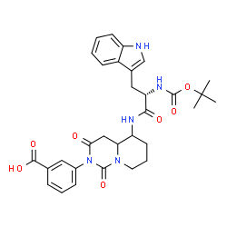 ChemSpider 2D Image | 3-[5-{[N-(tert-butoxycarbonyl)-L-tryptophyl]amino}-1,3-dioxohexahydro-1H-pyrido[1,2-c]pyrimidin-2(3H)-yl]benzoic acid | C31H35N5O7