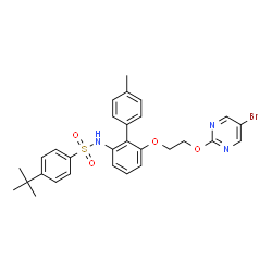 ChemSpider 2D Image | N-(6-{2-[(5-Bromo-2-pyrimidinyl)oxy]ethoxy}-4'-methyl-2-biphenylyl)-4-(2-methyl-2-propanyl)benzenesulfonamide | C29H30BrN3O4S