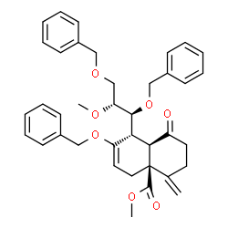 ChemSpider 2D Image | Methyl (4aS,8S,8aR)-7-(benzyloxy)-8-[(1S,2R)-1,3-bis(benzyloxy)-2-methoxypropyl]-4-methylene-1-oxo-1,3,4,5,8,8a-hexahydro-4a(2H)-naphthalenecarboxylate | C38H42O7