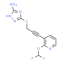 ChemSpider 2D Image | 3-({3-[2-(Difluoromethoxy)-3-pyridinyl]-2-propyn-1-yl}sulfanyl)-1H-1,2,4-triazol-5-amine | C11H9F2N5OS