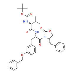 ChemSpider 2D Image | 2-Methyl-2-propanyl [(2S)-1-({(2S)-1-[(4S)-4-benzyl-2-oxo-1,3-oxazolidin-3-yl]-3-[3-(benzyloxy)phenyl]-1-oxo-2-propanyl}amino)-3-methyl-1-oxo-2-butanyl]carbamate | C36H43N3O7
