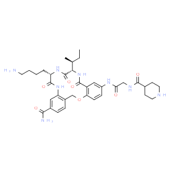 ChemSpider 2D Image | (7S,10S)-7-(4-Aminobutyl)-10-[(2S)-2-butanyl]-6,9,12-trioxo-14-{[N-(4-piperidinylcarbonyl)glycyl]amino}-5,7,8,9,10,11,12,18-octahydro-6H-dibenzo[b,l][1,5,8,11]oxatriazacyclotetradecine-3-carboxamide | C35H48N8O7