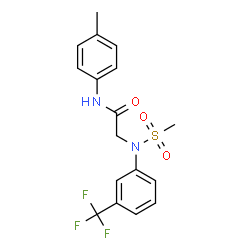 ChemSpider 2D Image | N-(4-Methylphenyl)-N~2~-(methylsulfonyl)-N~2~-[3-(trifluoromethyl)phenyl]glycinamide | C17H17F3N2O3S
