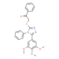 ChemSpider 2D Image | 1-Phenyl-2-{[4-phenyl-5-(3,4,5-trimethoxyphenyl)-4H-1,2,4-triazol-3-yl]sulfanyl}ethanone | C25H23N3O4S