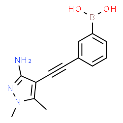 ChemSpider 2D Image | {3-[(3-Amino-1,5-dimethyl-1H-pyrazol-4-yl)ethynyl]phenyl}boronic acid | C13H14BN3O2