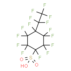 ChemSpider 2D Image | 1,2,2,3,3,4,5,5,6,6-Decafluoro-4-(pentafluoroethyl)cyclohexanesulfonic acid | C8HF15O3S