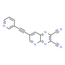 ChemSpider 2D Image | 7-(3-Pyridinylethynyl)pyrido[2,3-b]pyrazine-2,3-dicarbonitrile | C16H6N6
