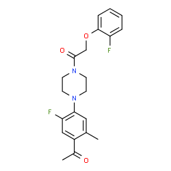 ChemSpider 2D Image | 1-[4-(4-Acetyl-2-fluoro-5-methylphenyl)-1-piperazinyl]-2-(2-fluorophenoxy)ethanone | C21H22F2N2O3