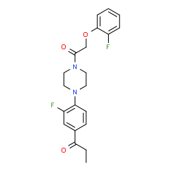 ChemSpider 2D Image | 1-(3-Fluoro-4-{4-[(2-fluorophenoxy)acetyl]-1-piperazinyl}phenyl)-1-propanone | C21H22F2N2O3