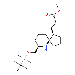 ChemSpider 2D Image | Methyl 3-[(1R,5S,7R)-7-({[dimethyl(2-methyl-2-propanyl)silyl]oxy}methyl)-6-azaspiro[4.5]dec-1-yl]propanoate | C20H39NO3Si