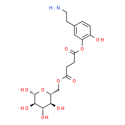 ChemSpider 2D Image | 6-O-{4-[5-(2-Aminoethyl)-2-hydroxyphenoxy]-4-oxobutanoyl}-beta-D-glucopyranose | C18H25NO10