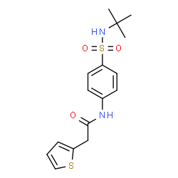 ChemSpider 2D Image | N-[4-(tert-Butylsulfamoyl)phenyl]-2-(2-thienyl)acetamide | C16H20N2O3S2