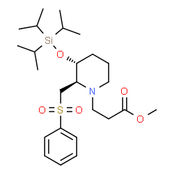 ChemSpider 2D Image | Methyl 3-{(2R,3R)-2-[(phenylsulfonyl)methyl]-3-[(triisopropylsilyl)oxy]-1-piperidinyl}propanoate | C25H43NO5SSi