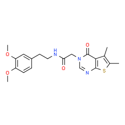ChemSpider 2D Image | N-[2-(3,4-Dimethoxyphenyl)ethyl]-2-(5,6-dimethyl-4-oxothieno[2,3-d]pyrimidin-3(4H)-yl)acetamide | C20H23N3O4S