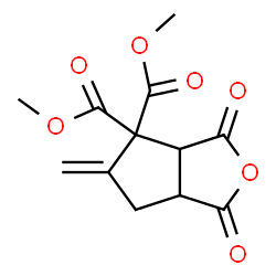 ChemSpider 2D Image | Dimethyl 5-methylene-1,3-dioxohexahydro-4H-cyclopenta[c]furan-4,4-dicarboxylate | C12H12O7
