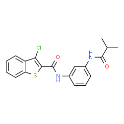 ChemSpider 2D Image | 3-Chloro-N-[3-(isobutyrylamino)phenyl]-1-benzothiophene-2-carboxamide | C19H17ClN2O2S