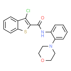 ChemSpider 2D Image | 3-chloro-N-(2-morpholinophenyl)-1-benzothiophene-2-carboxamide | C19H17ClN2O2S