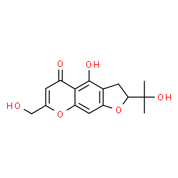 ChemSpider 2D Image | 4-hydroxy-7-(hydroxymethyl)-2-(2-hydroxypropan-2-yl)-2H,3H-furo[3,2-g]chromen-5-one | C15H16O6