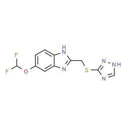 ChemSpider 2D Image | 5-(Difluoromethoxy)-2-[(1H-1,2,4-triazol-3-ylsulfanyl)methyl]-1H-benzimidazole | C11H9F2N5OS