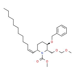 ChemSpider 2D Image | Methyl (2S,3R,6S)-3-(benzyloxy)-6-[(1Z)-1-dodecen-1-yl]-2-[(methoxymethoxy)methyl]-1-piperidinecarboxylate | C29H47NO5