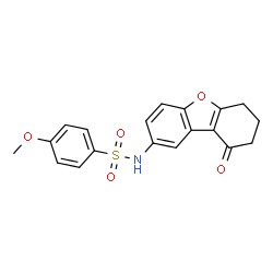ChemSpider 2D Image | 4-Methoxy-N-(9-oxo-6,7,8,9-tetrahydro-dibenzofuran-2-yl)-benzenesulfonamide | C19H17NO5S