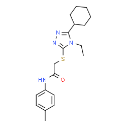 ChemSpider 2D Image | 2-[(5-Cyclohexyl-4-ethyl-4H-1,2,4-triazol-3-yl)sulfanyl]-N-(4-methylphenyl)acetamide | C19H26N4OS