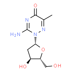ChemSpider 2D Image | 3-Amino-2-(2-deoxy-beta-D-erythro-pentofuranosyl)-6-methyl-1,2,4-triazin-5(2H)-one | C9H14N4O4