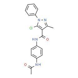 ChemSpider 2D Image | N-(4-Acetamidophenyl)-5-chloro-3-methyl-1-phenyl-1H-pyrazole-4-carboxamide | C19H17ClN4O2