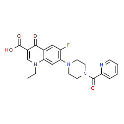 ChemSpider 2D Image | 1-Ethyl-6-fluoro-4-oxo-7-[4-(2-pyridinylcarbonyl)-1-piperazinyl]-1,4-dihydro-3-quinolinecarboxylic acid | C22H21FN4O4